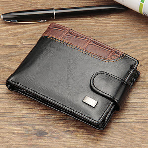 Casual men's wallet short paragraph leather buckle buckle US dollar package cross section wallet