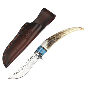 Outdoor Damascus Forged Hunting Knife With Non-slip Handle