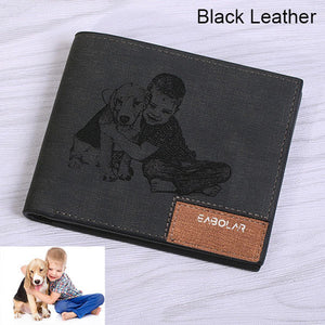 Engraving men Personalized inscription Photo engraved short wallet wallet personalized handbag postcard engraved wallets leather wallets