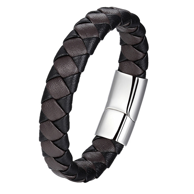 Black brown leather bracelet men's leather rope bracelet