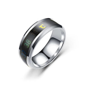 Stainless Steel Hand Jewelry Temperature Sensing Ring European And American Creative Titanium Steel Temperature Sensing Intelligent