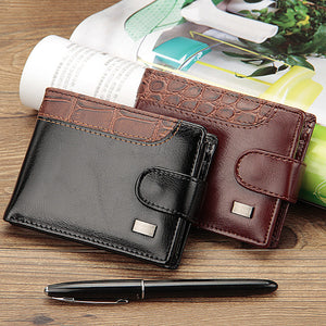 Casual men's wallet short paragraph leather buckle buckle US dollar package cross section wallet