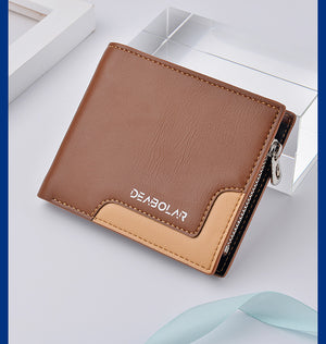 Men's Retro Personalized Soft Leather Wallet Short Wallet Multi-Card Slot Large-capacity Coin Purse