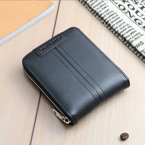 Fashion Men'S Short Wallet, Classic Hot Style, Horizontal Style, Large Capacity Zipper, Multi-Card Business Wallet
