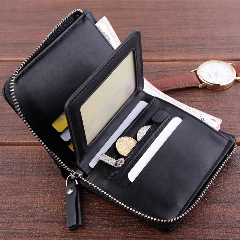 Men's Wallet Short Wallet Retro Zipper Dollar