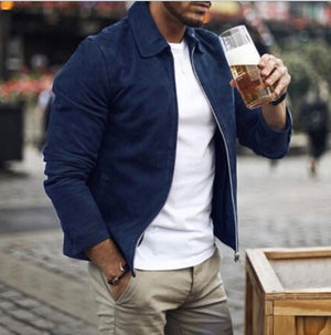 Men Slim Turn down Collar Jackets Fashion Sweatshirt Jacket Tops Casual Coat Outwear
