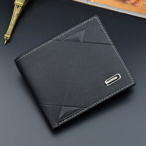 Men's Business Leather Wallet Short Slim Men's Wallet Money Credit Card