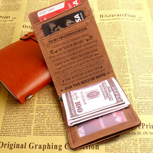 Men's Crazy Horse Leather Leather Lettering Laser Mark Wallet