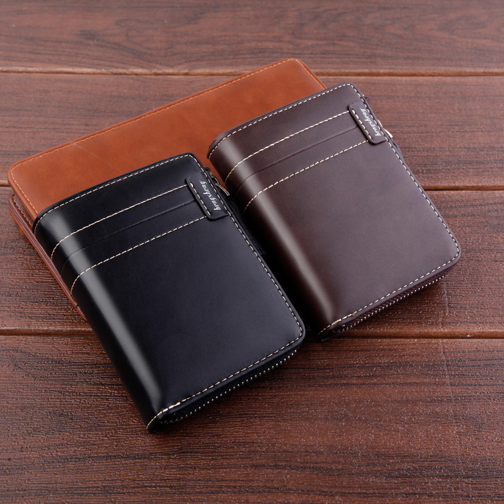 Men's Wallet Short Wallet Retro Zipper Dollar