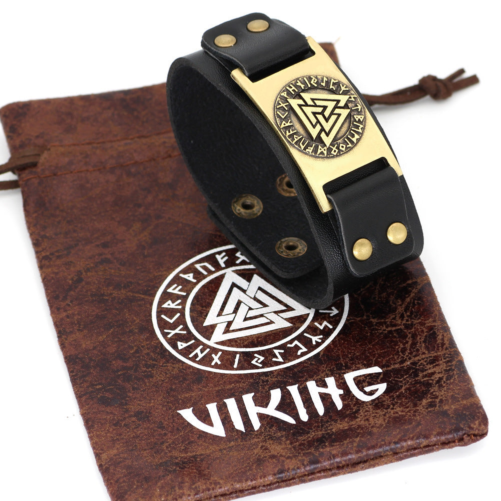 Leather amulet bracelet