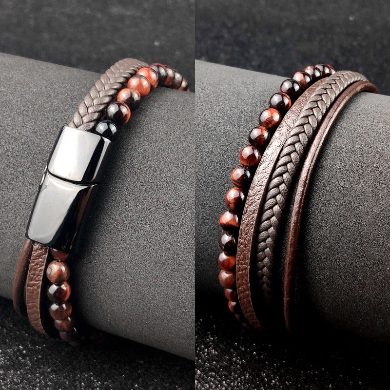 Leather braided bracelet