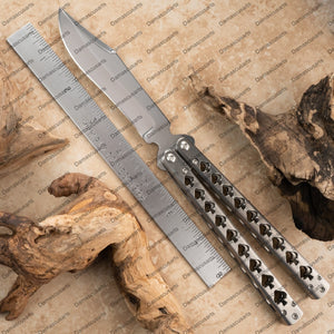 S30v Titanium Handmade Filipino Balisongs Butterfly Knives Titanium Handles World Class Knives with Leather Sheath