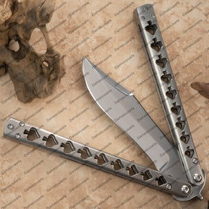 S30v Titanium Handmade Filipino Balisongs Butterfly Knives Titanium Handles World Class Knives with Leather Sheath