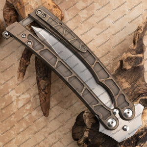 Handmade Stainless Steel Filipino Balisongs Butterfly Knives with Titanium Handles World Class Knives with Leather Sheath