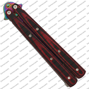 440 Stainless Steel Red & Black Filipino Balisongs Butterfly World Class Knives with Leather Sheath