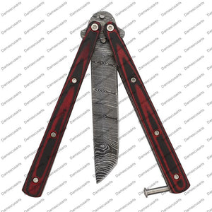 440 Stainless Steel Red & Black Filipino Balisongs Butterfly World Class Knives with Leather Sheath