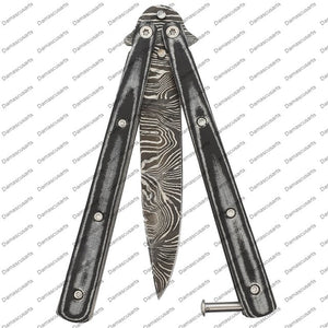 440 Stainless Steel Black Filipino Balisongs Butterfly Knives World Class Knives with Leather Sheath