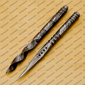pack of 2 Dagger Hunting Knife Handmade Damascus Boot Throwing Kunai Knife Fixed Blade Hand Forged Knife Leather Sheath Gift for Him