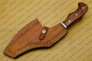 Handmade Damascus Steel Cleaver Chopper Chef Kitchen Knife Heavy Duty Damascus Handle Walnut Wood with Leather Sheeth