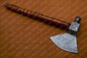 Custom Handmade Damascus steel axe, Viking Axe, Camping axe, Throwing axe, Axe with leather sheath, Birthday gift & Groomsmen gift for him