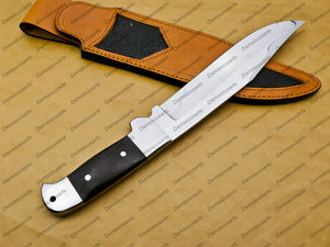 Handmade D2 Custom Steel Hunting Bowie Knife Fixed Blade with Leather sheath