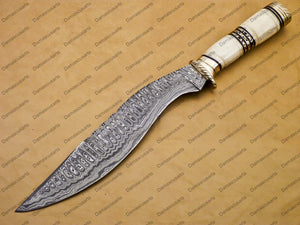 Handmade damasucs Custom Steel Hunting Bowie Knife Fixed Blade with Leather sheath Personalized Knife for Men, Gift for Men, Handmade Gift