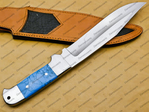 Handmade D2 Custom Steel Hunting Bowie Knife Fixed Blade with Leather sheath