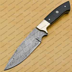 Handmade Fixed Blade 1095 Damascus Steel Hunting Knife With Leather Sheath
