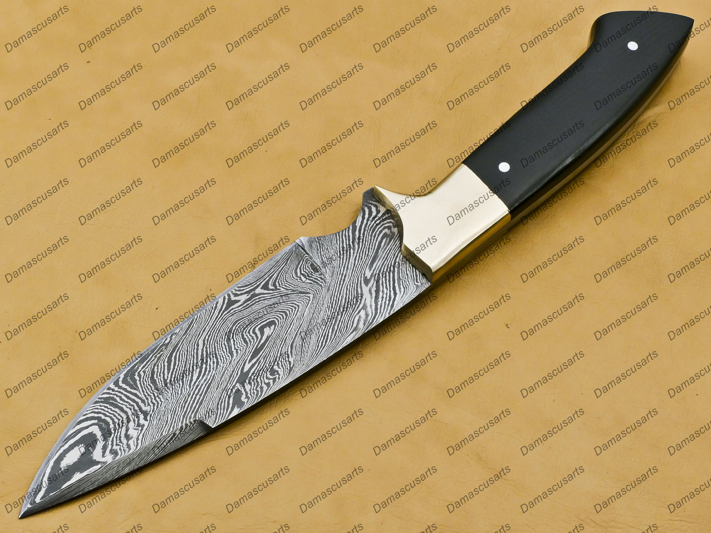 Handmade Fixed Blade 1095 Damascus Steel Hunting Knife With Leather Sheath