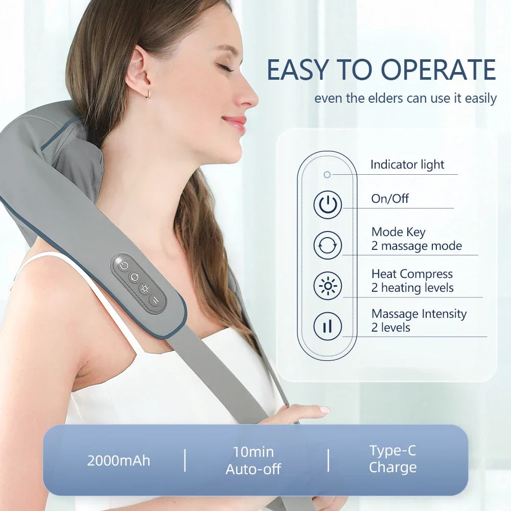 FOREVERLILY - Wireless Shiatsu Neck & Back Massager Shawl