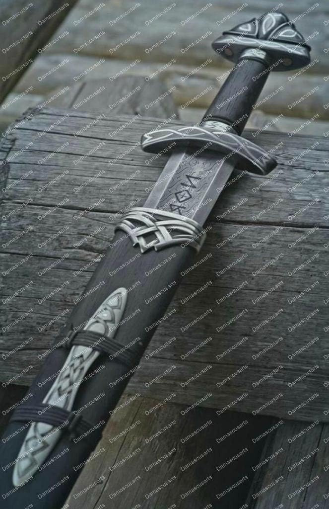 Hand Forged Damascus Steel Viking Sword Sharp / Battle Ready Medieval Sword, Northmen Viking Sword With Scabbard | Gift For Him