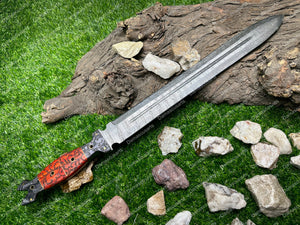 Sword ! Damascus Sword ! Custom Handmade Damascus Viking Sword ! Hunting Sword Outdoor Sword ! with Leather Sheath Unique Gift For Him
