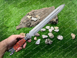 Sword ! Damascus Sword ! Custom Handmade Damascus Viking Sword ! Hunting Sword Outdoor Sword ! with Leather Sheath Unique Gift For Him
