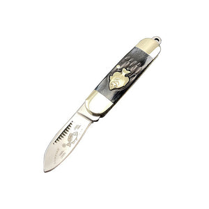Small Cuttle Fish Mini Antlers Pocket Knife Damascus Steel Folding Knife