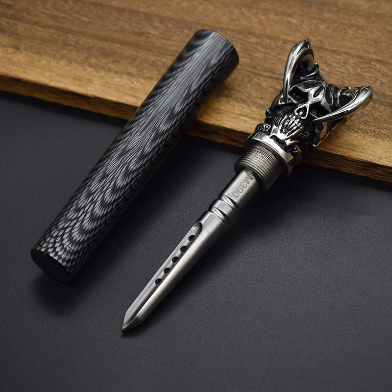 Damascus Skull Pure Handmade Tea Prying Knife