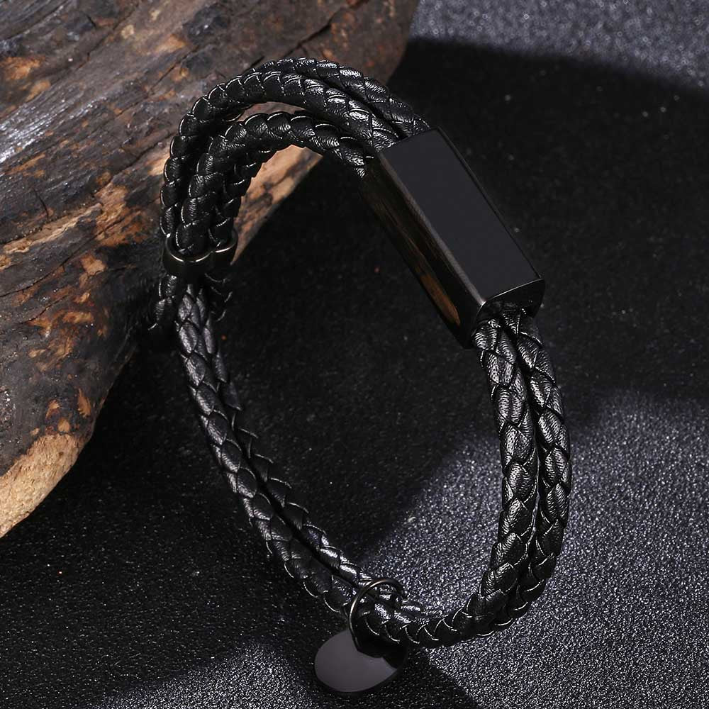 Leather Double Rope Braided Leather Lovers Bracelet