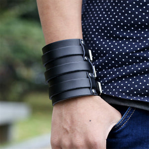 Exaggerated Punk Cattle Leather Bracelet Wide Leather Men's Leather Bracelet