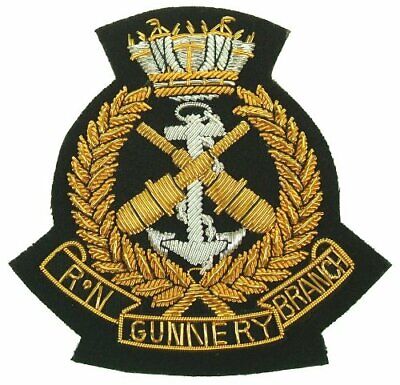 Royal Navy Gunnery Branch Blazer Badge Bullion Wire Jacket Hand Embroidered