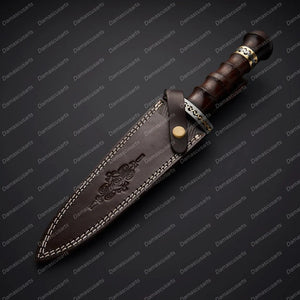 Personalized Custom Handmade Damascus Dagger Knife with Beautiful Wood Handle Included Leather Sheath Best Gift for Him / Her Anniversary Gift
