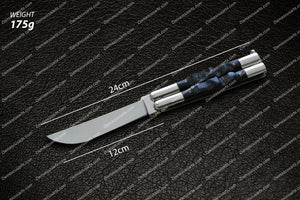 Personalized Custom Handmade D2 Tool Steel Filipino Balisongs Butterfly Stainless Steel Bone Inserts Knives World Class Knives with Leather Sheath