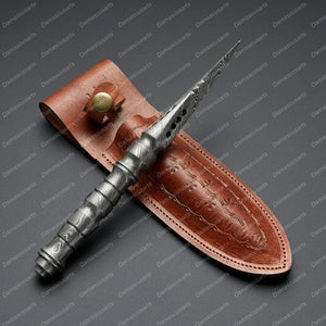 Personalized Custom Handmade Damascus Tri Dagger/ Spikes with Beautiful Handle Included Leather Sheath