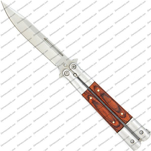 Personalized Custom Handmade Stainless Steel Clip Point Creature Comforts Butterfly Balisong Knife  World Class Knives with Leather Sheath