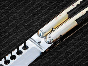 Personalized Custom Handmade D2 Tool Steel Original Filipino Balisong Butterfly Knife Brass with Carabao and Deer Horn Inserts World Class Knives with Leather Sheath