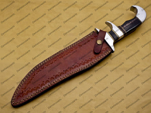 Personalized Custom Handmade D2 Custom Steel Hunting Bowie Knife Fixed Blade Hunting Knives with Leather Sheath