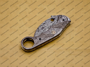 Personalizable Custom Hand Made Damascus Steel Folding Pocket Karambit Knife Beautiful Handle Damascus with Leather Cover