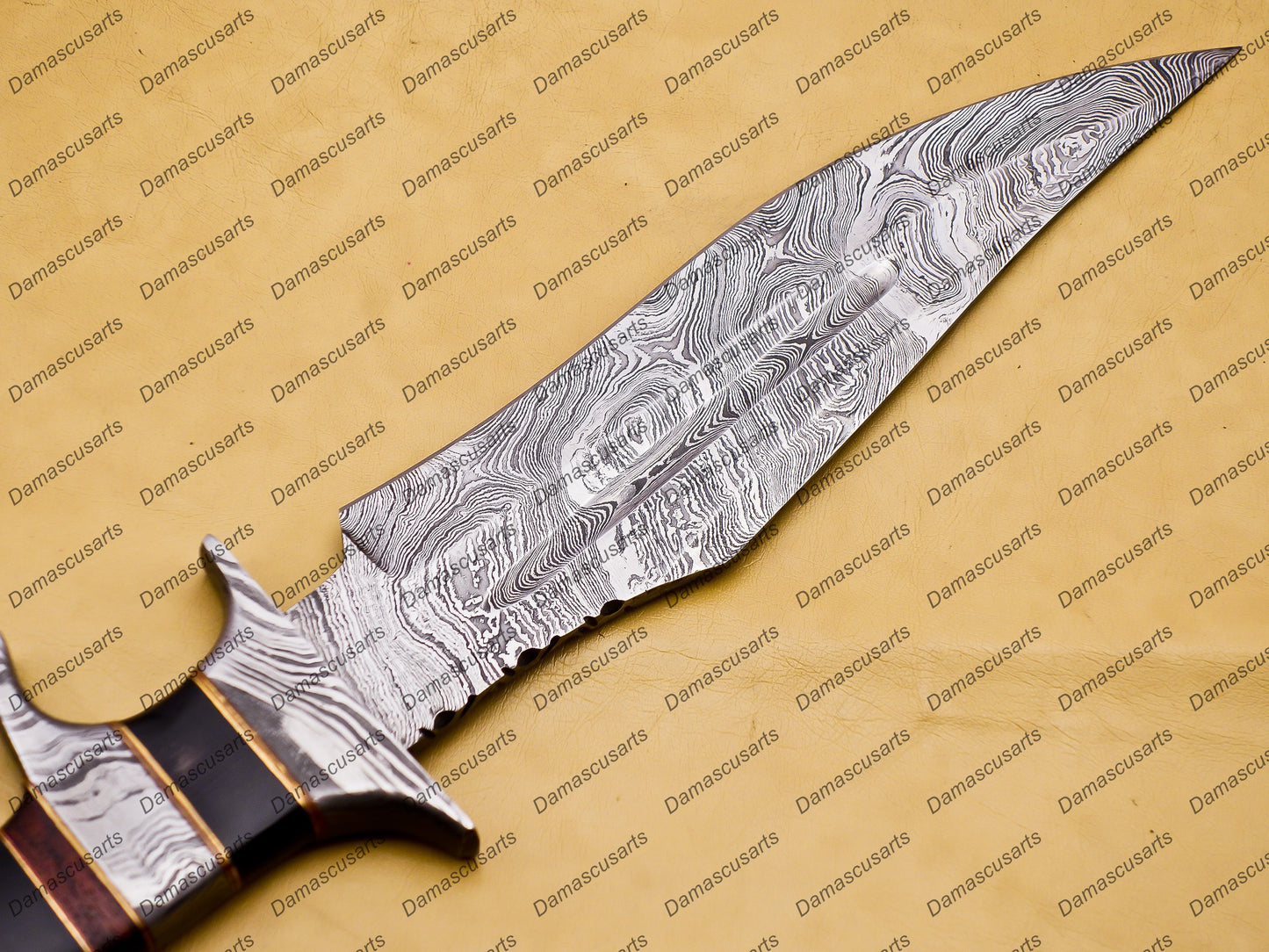 customize hand made Damascus Fixed Blade Hunting Bowie Skinner Survival Handmade knife Outdoor Bowie Damascus Knife with leather sheath