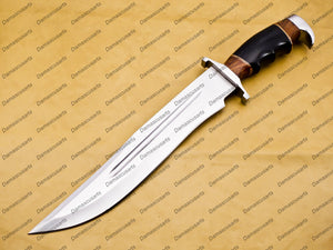 Custom Handmade D2 Custom Steel Hunting Bowie Knife Fixed Blade with Leather Sheath Personalized Gift