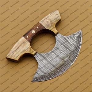 Personalized Custom Handmade Damascus Chef Kitchen Ulu Knife Chef Knife Heavy Duty Damascus Handle Koa Wood with Leather Sheath
