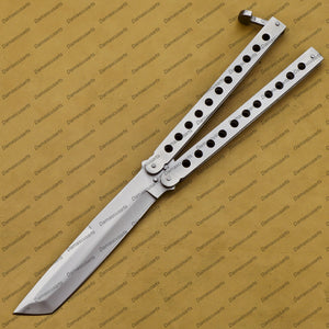 11" Personalize Customize Handmade Brown Argus D2 Tool Steel Filipino Balisongs Butterfly Knife World Class Knives with Leather Sheath