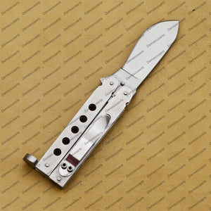 6.5" Personalize Customize Handmade Brown Argus D2 Tool Steel Filipino Balisongs Butterfly Knife World Class Knives with Leather Sheath